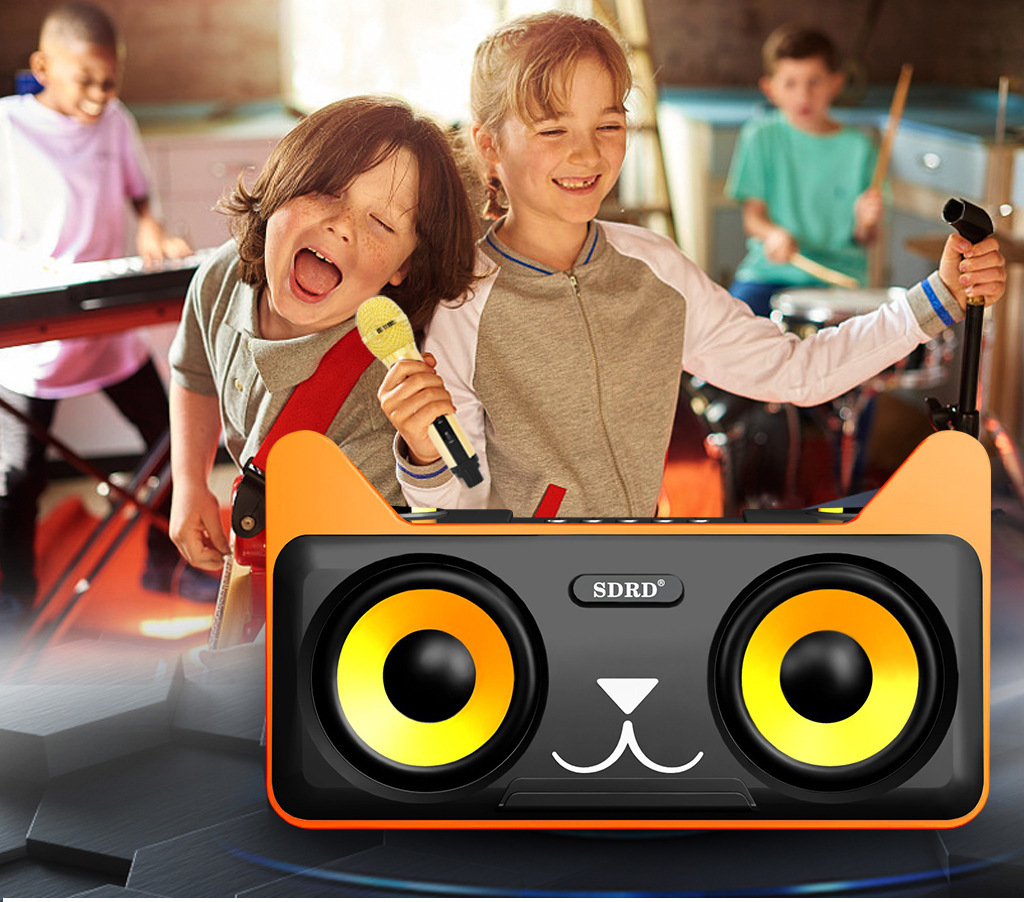 Φορητό Οικογενειακό Σύστημα Karaoke με Διπλά Ασύρματα Μικρόφωνα, Ασύρματο Συμπυκνωτή Bluetooth & Σετ Ηχείων